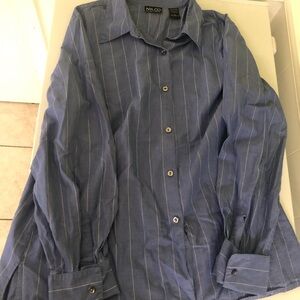 NY & CO New York & Company Blue Pinstripe Button-Down Shirt